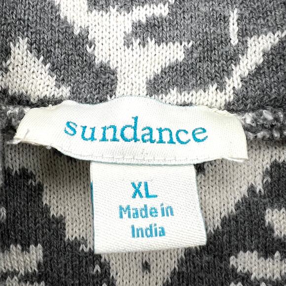 Sundance In The Fjords Gray White IKAT Print Cotton Turtleneck Sweater Size XL - Picture 7 of 10